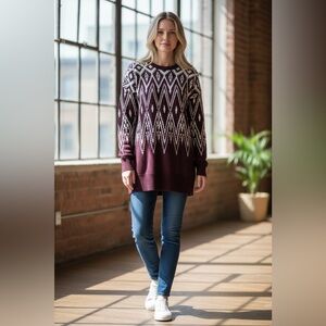 Mossimo Supply Co. Burgundy and White Sweater